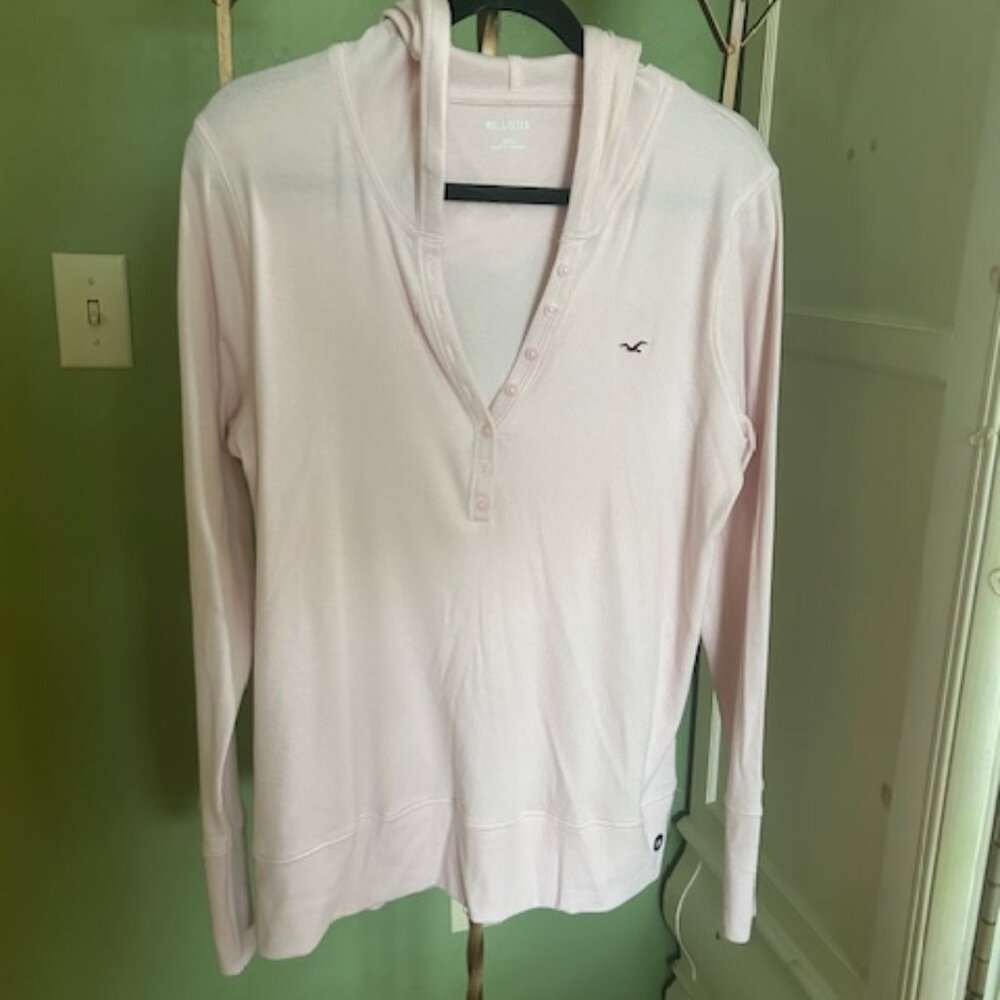 Hollister Soft Pink Henley Hoodie – XXL (NWT)